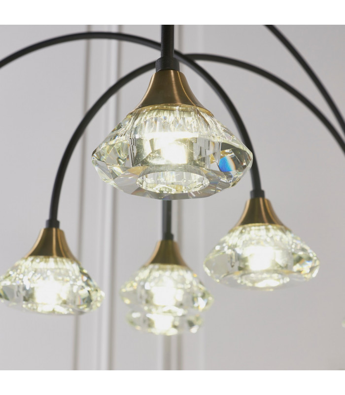 Zander 9 Light Integrated LED Warm White Cluster Drop Ceiling Pendant Matt Black-6