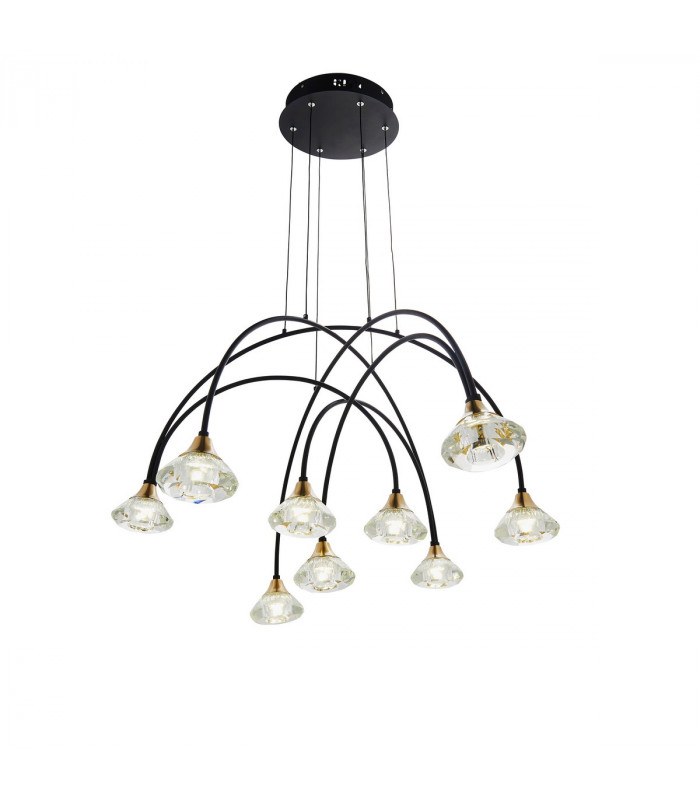 Zander 9 Light Integrated LED Warm White Cluster Drop Ceiling Pendant Matt Black-7