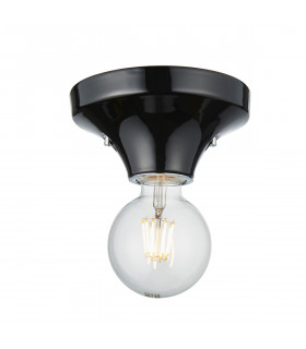 Quay Contemporary Flush Ceiling Lamp Gloss Black Glaze IP44-1