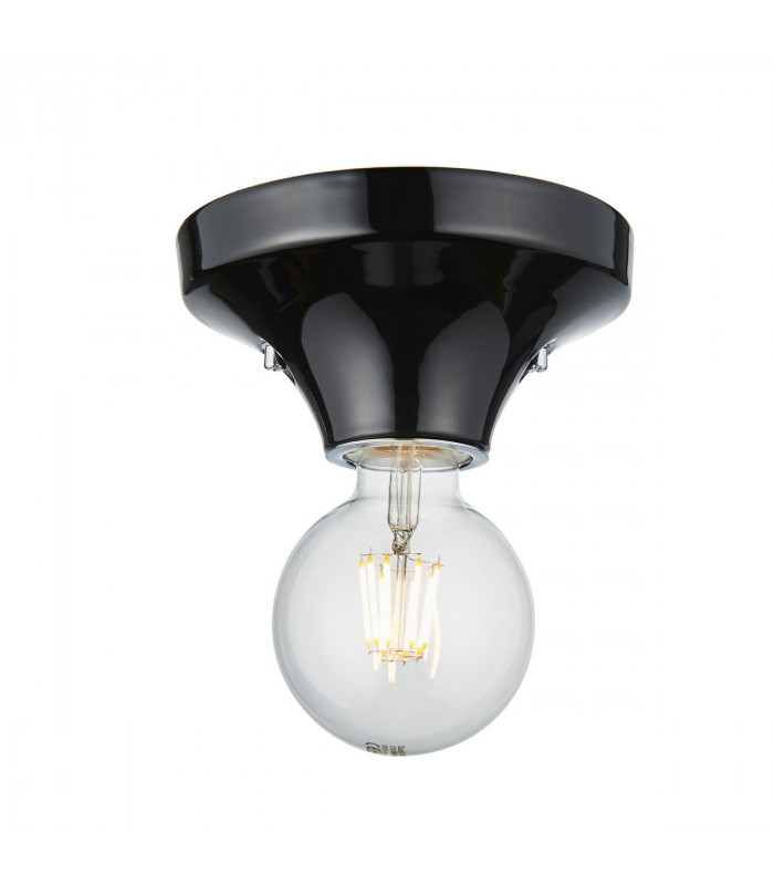 Quay Contemporary Flush Ceiling Lamp Gloss Black Glaze IP44-1