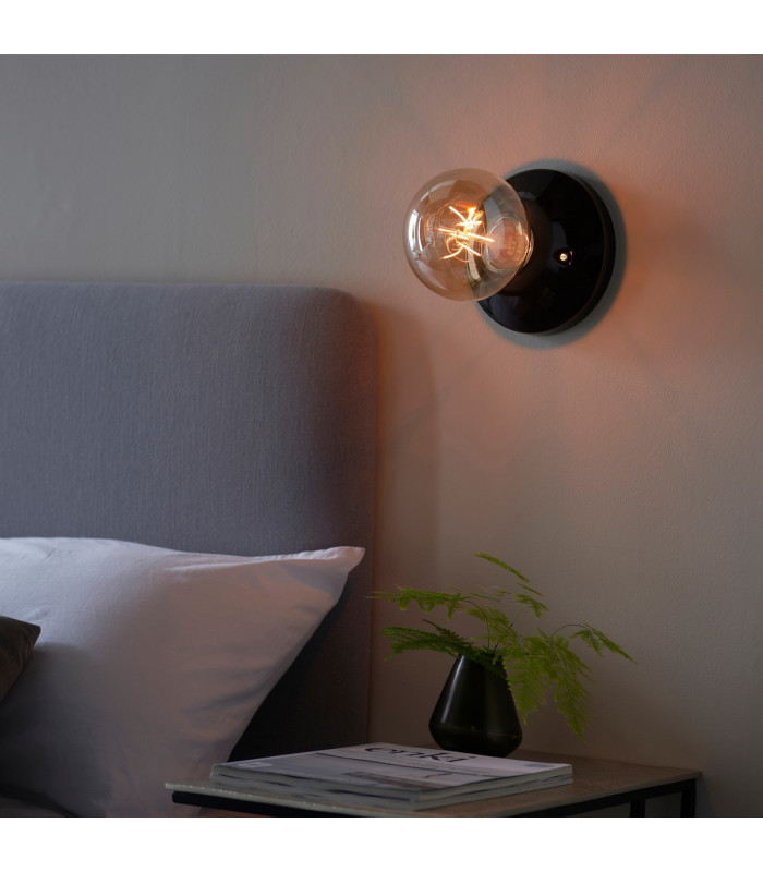 Quay Contemporary Flush Ceiling Lamp Gloss Black Glaze IP44-9