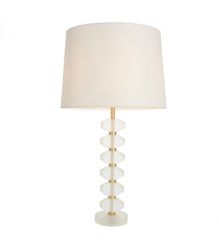 Annabelle & Mia Base & Shade Table Lamp Frosted Crystal & Vintage White Linen-1