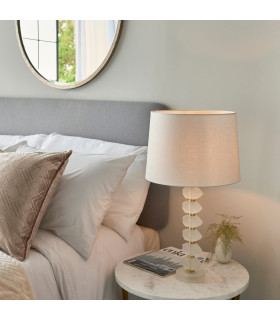 Annabelle & Mia Base & Shade Table Lamp Frosted Crystal & Vintage White Linen-2