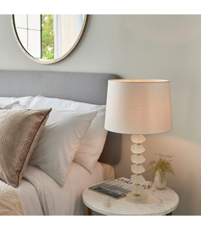 Annabelle & Mia Base & Shade Table Lamp Frosted Crystal & Vintage White Linen-2