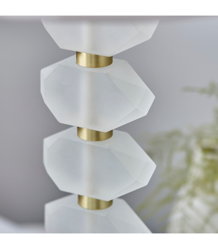 Annabelle & Mia Base & Shade Table Lamp Frosted Crystal & Vintage White Linen-4