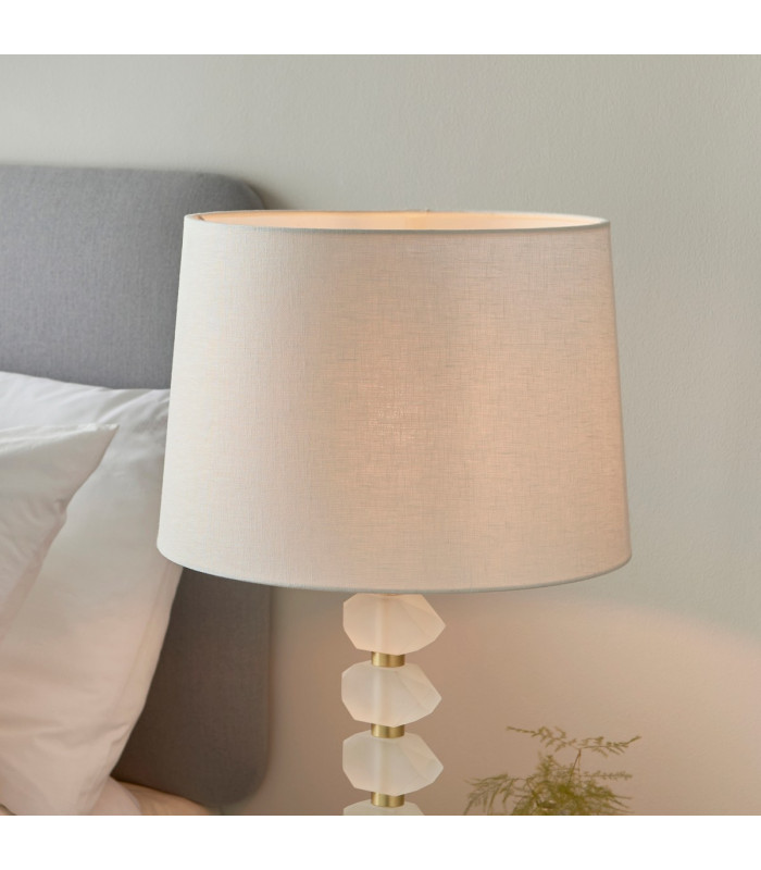 Annabelle & Mia Base & Shade Table Lamp Frosted Crystal & Vintage White Linen-5