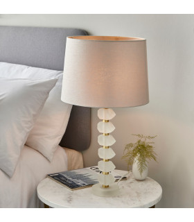 Annabelle & Mia Base & Shade Table Lamp Frosted Crystal & Natural Linen-2