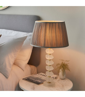 Annabelle & Freya Base & Shade Table Lamp Frosted Crystal & Charcoal Grey Silk-2