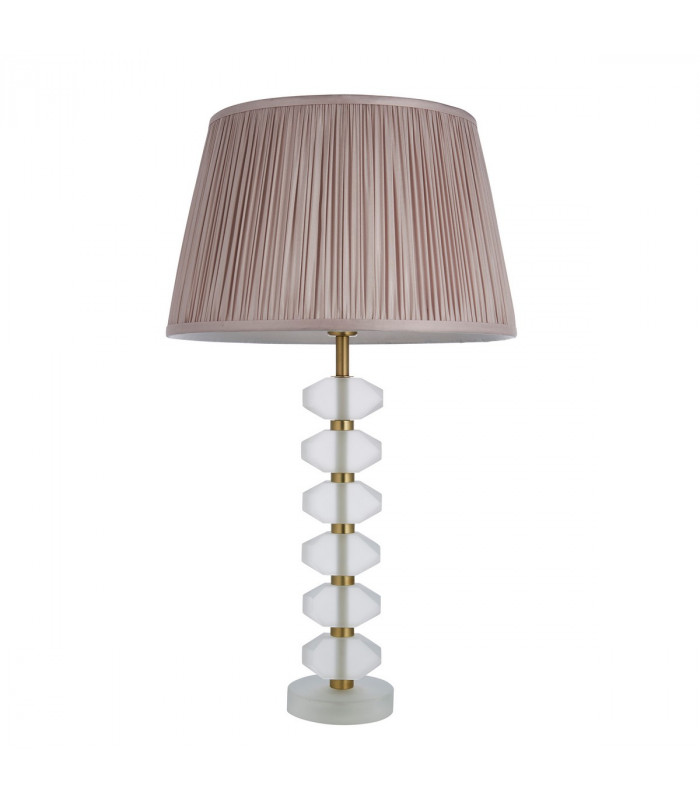 Annabelle & Freya Base & Shade Table Lamp Frosted Crystal & Dusky Pink Silk-6