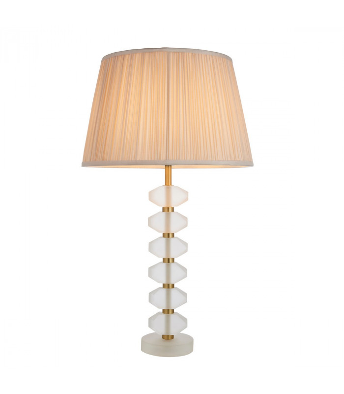Annabelle & Freya Base & Shade Table Lamp Frosted Crystal & Oyster Silk-1