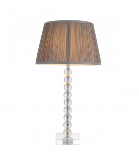 Adelie & Freya Base & Shade Table Lamp Clear Crystal Glass Bright Nickel Plate & Charcoal Silk-1