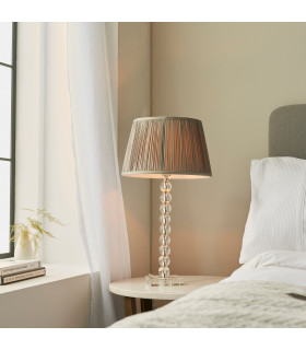 Adelie & Freya Base & Shade Table Lamp Clear Crystal Glass Bright Nickel Plate & Charcoal Silk-2