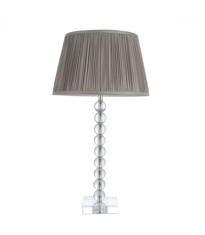 Adelie & Freya Base & Shade Table Lamp Clear Crystal Glass Bright Nickel Plate & Charcoal Silk-7