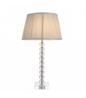 Adelie & Freya Base & Shade Table Lamp Clear Crystal Glass & Silver Silk-1