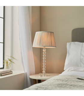 Adelie & Freya Base & Shade Table Lamp Clear Crystal Glass & Silver Silk-2