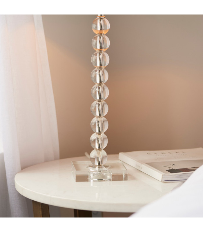 Adelie & Freya Base & Shade Table Lamp Clear Crystal Glass & Silver Silk-5
