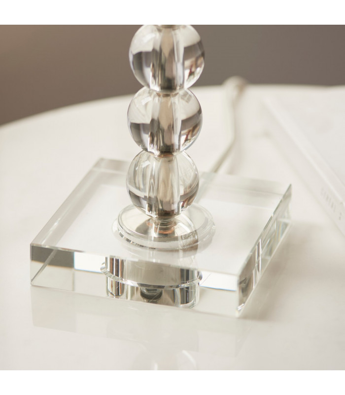 Adelie & Freya Base & Shade Table Lamp Clear Crystal Glass & Silver Silk-7