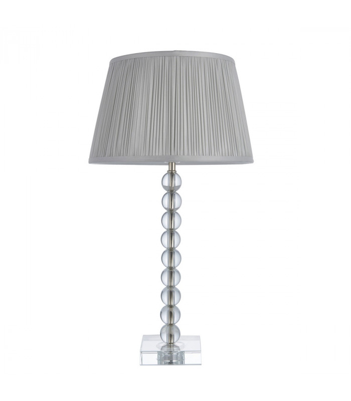 Adelie & Freya Base & Shade Table Lamp Clear Crystal Glass & Silver Silk-8