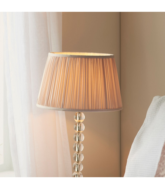 Adelie & Freya Base & Shade Table Lamp Clear Crystal Glass Bright Nickel Plate & Dusky Silk-6