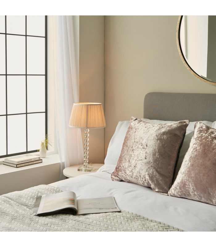 Adelie & Freya Base & Shade Table Lamp Clear Crystal Glass Bright Nickel Plate & Oyster Silk-3