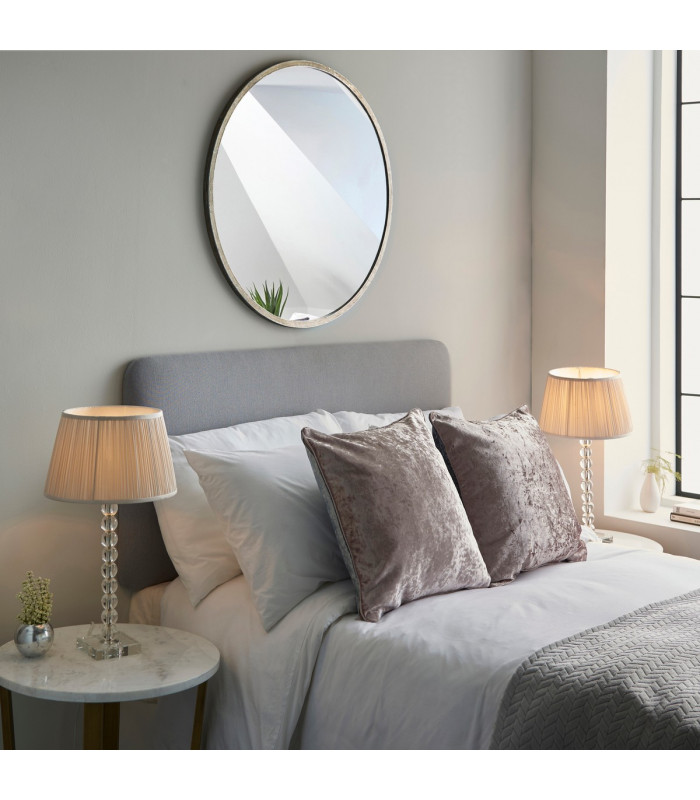 Adelie & Freya Base & Shade Table Lamp Clear Crystal Glass Bright Nickel Plate & Oyster Silk-5