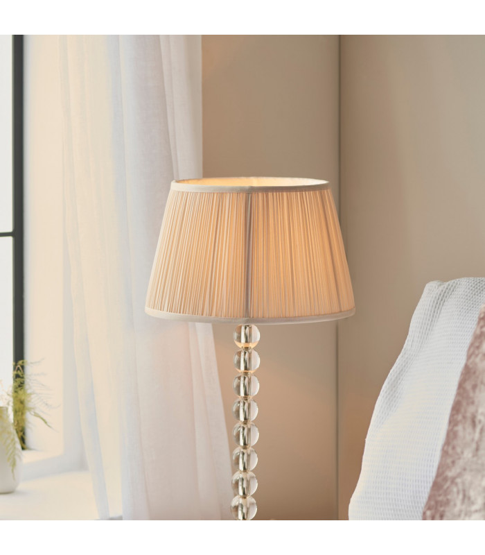Adelie & Freya Base & Shade Table Lamp Clear Crystal Glass Bright Nickel Plate & Oyster Silk-6