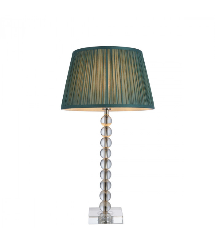 Adelie & Freya Base & Shade Table Lamp Clear Crystal Glass Bright Nickel Plate & Fir Silk-1