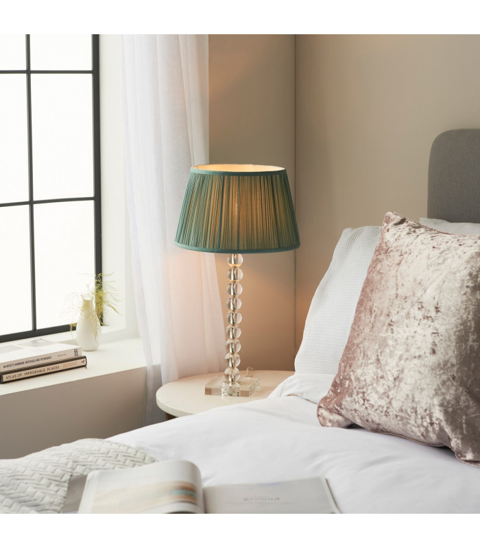 Adelie & Freya Base & Shade Table Lamp Clear Crystal Glass Bright Nickel Plate & Fir Silk-2