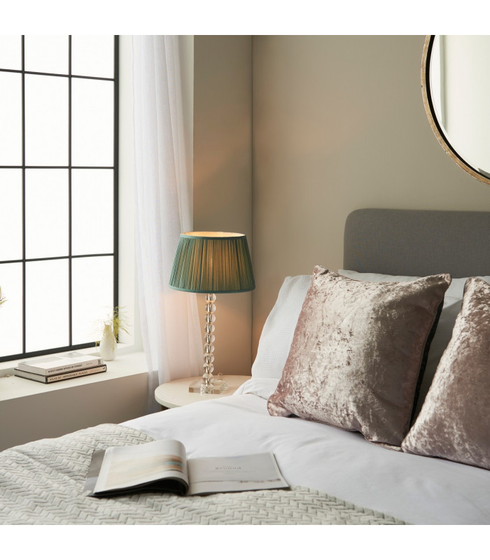 Adelie & Freya Base & Shade Table Lamp Clear Crystal Glass Bright Nickel Plate & Fir Silk-3