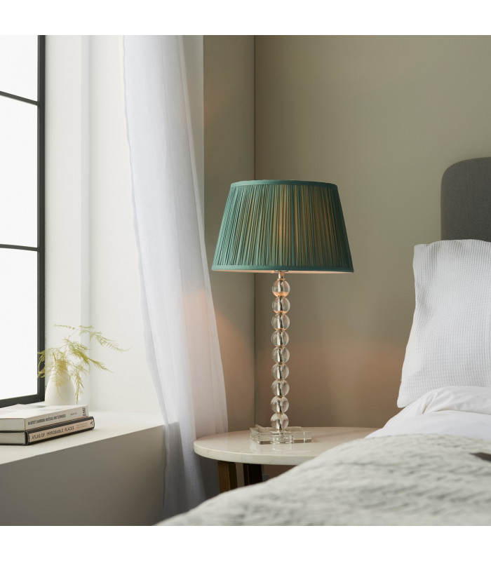 Adelie & Freya Base & Shade Table Lamp Clear Crystal Glass Bright Nickel Plate & Fir Silk-4