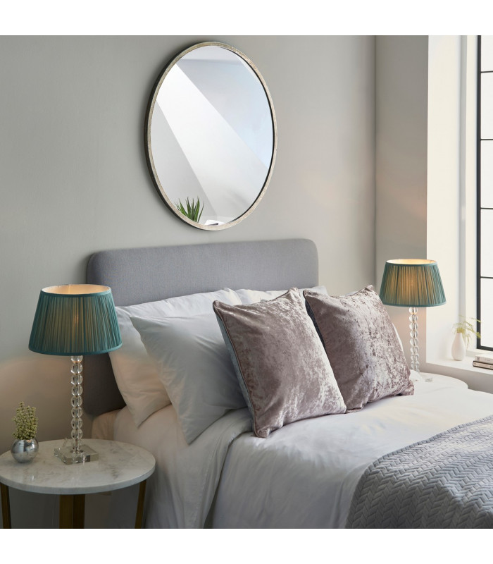 Adelie & Freya Base & Shade Table Lamp Clear Crystal Glass Bright Nickel Plate & Fir Silk-5