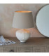 Mrs & Cici Base & Shade Table Lamp Matt White Ceramic & Grey Linen Mix Fabric-2