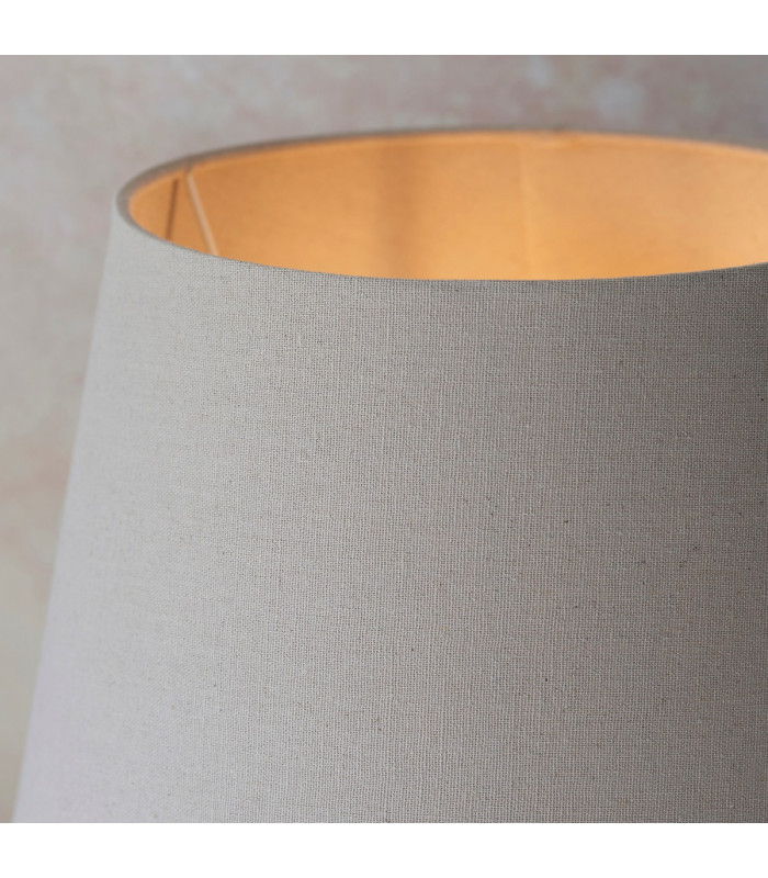 Mrs & Cici Base & Shade Table Lamp Matt White Ceramic & Grey Linen Mix Fabric-5