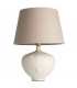 Mrs & Cici Base & Shade Table Lamp Matt White Ceramic & Grey Linen Mix Fabric-6
