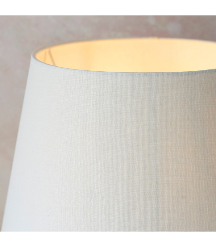 Mrs & Cici Base & Shade Table Lamp Matt White Ceramic & Ivory Linen Mix Fabric-5