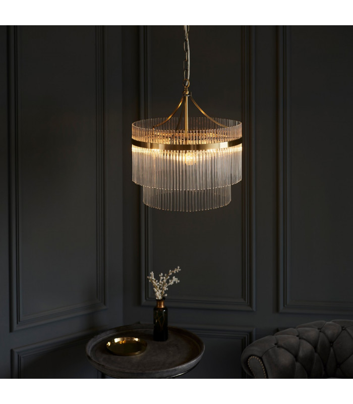 Marietta 3 Light Multi Arm Lamp Ceiling Pendant Antique Brass-4