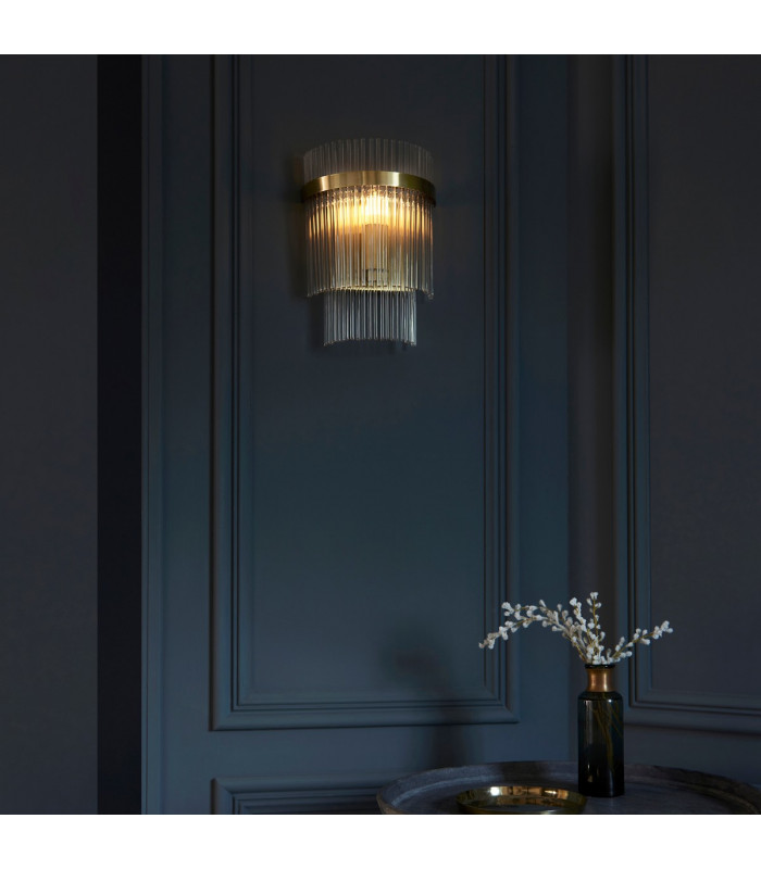 Marietta Glass Wall Lamp Antique Brass-3