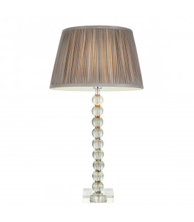 Adelie & Freya Base & Shade Table Lamp Grey Green Tinted Crystal Glass & Charcoal Grey Silk-1