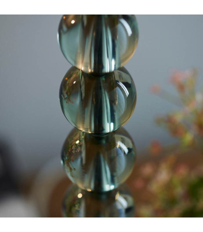 Adelie & Freya Base & Shade Table Lamp Grey Green Tinted Crystal Glass & Charcoal Grey Silk-3