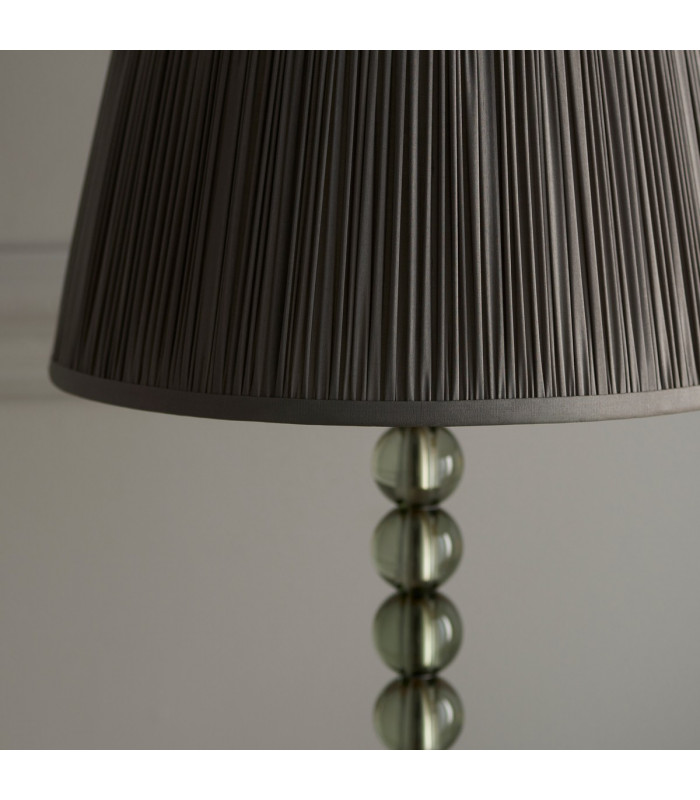 Adelie & Freya Base & Shade Table Lamp Grey Green Tinted Crystal Glass & Charcoal Grey Silk-6