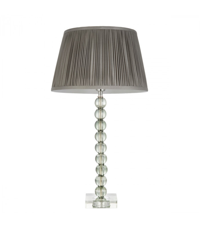 Adelie & Freya Base & Shade Table Lamp Grey Green Tinted Crystal Glass & Charcoal Grey Silk-8
