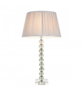 Adelie & Freya Base & Shade Table Lamp Grey Green Tinted Crystal Glass & Silver Satin Silk-1