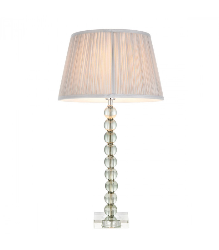 Adelie & Freya Base & Shade Table Lamp Grey Green Tinted Crystal Glass & Silver Satin Silk-1
