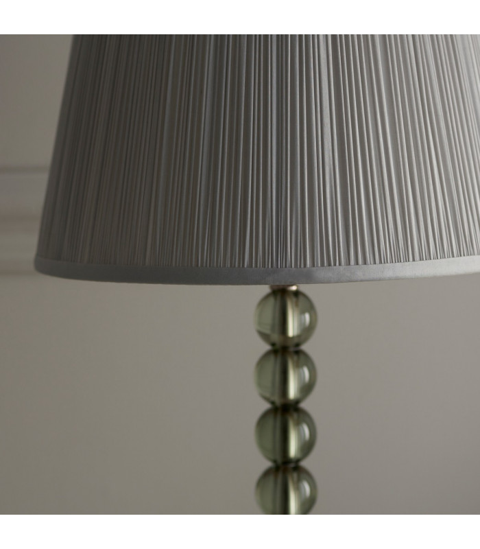 Adelie & Freya Base & Shade Table Lamp Grey Green Tinted Crystal Glass & Silver Satin Silk-6