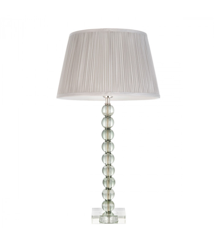 Adelie & Freya Base & Shade Table Lamp Grey Green Tinted Crystal Glass & Silver Satin Silk-8