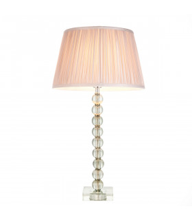 Adelie & Freya Base & Shade Table Lamp Grey Green Tinted Crystal Glass & Dusky Pink Silk-1