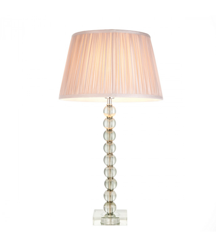 Adelie & Freya Base & Shade Table Lamp Grey Green Tinted Crystal Glass & Dusky Pink Silk-1
