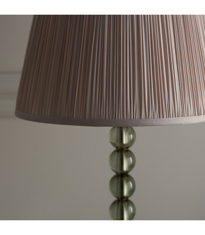 Adelie & Freya Base & Shade Table Lamp Grey Green Tinted Crystal Glass & Dusky Pink Silk-6