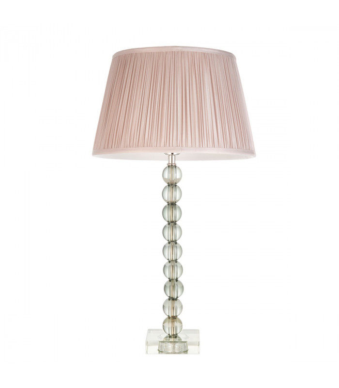 Adelie & Freya Base & Shade Table Lamp Grey Green Tinted Crystal Glass & Dusky Pink Silk-8