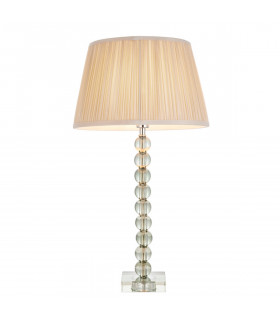 Adelie & Freya Base & Shade Table Lamp Grey Green Tinted Crystal Glass & Oyster Silk-1